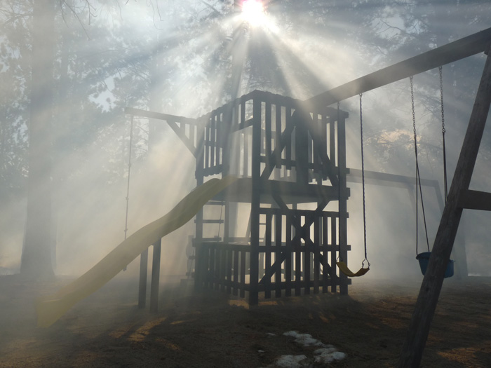 playground in smoke